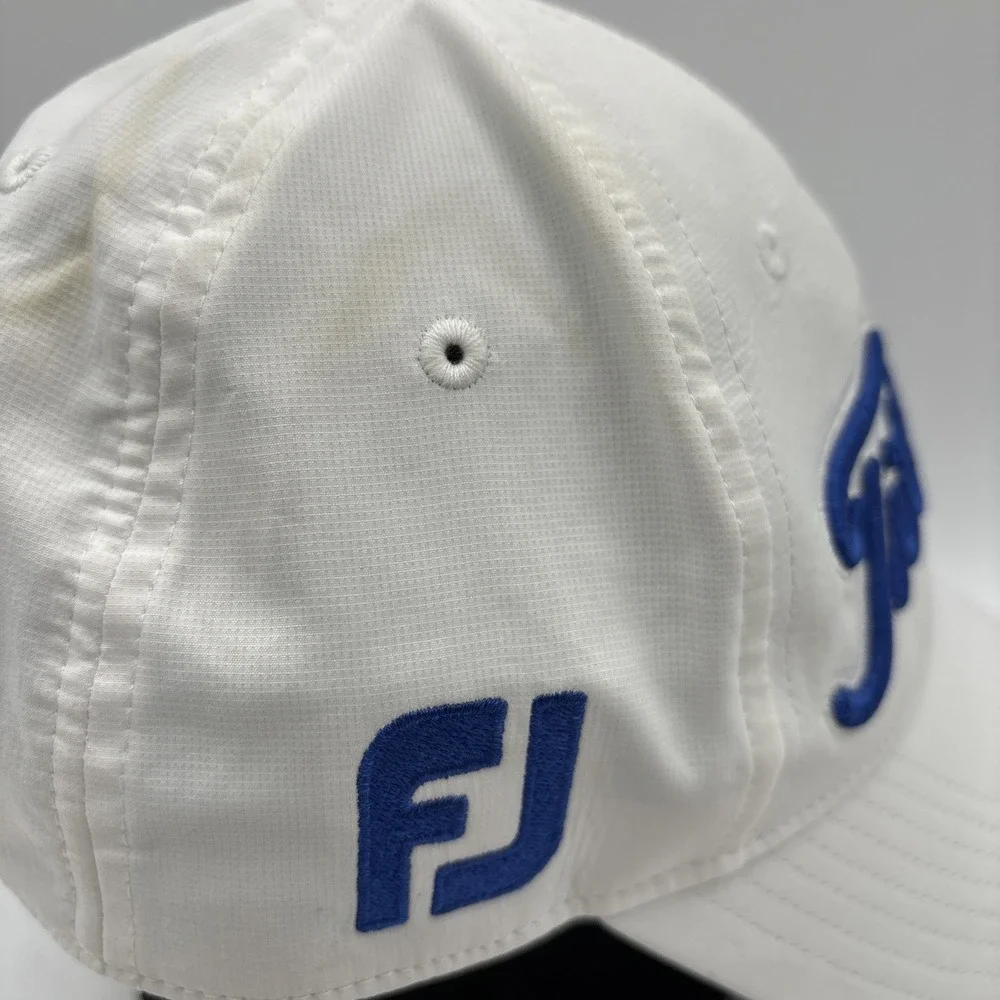 Titleist Footjoy FJ Pro V1 Strapback Embroidered Logo Golf‎ Hat Cap White Blue